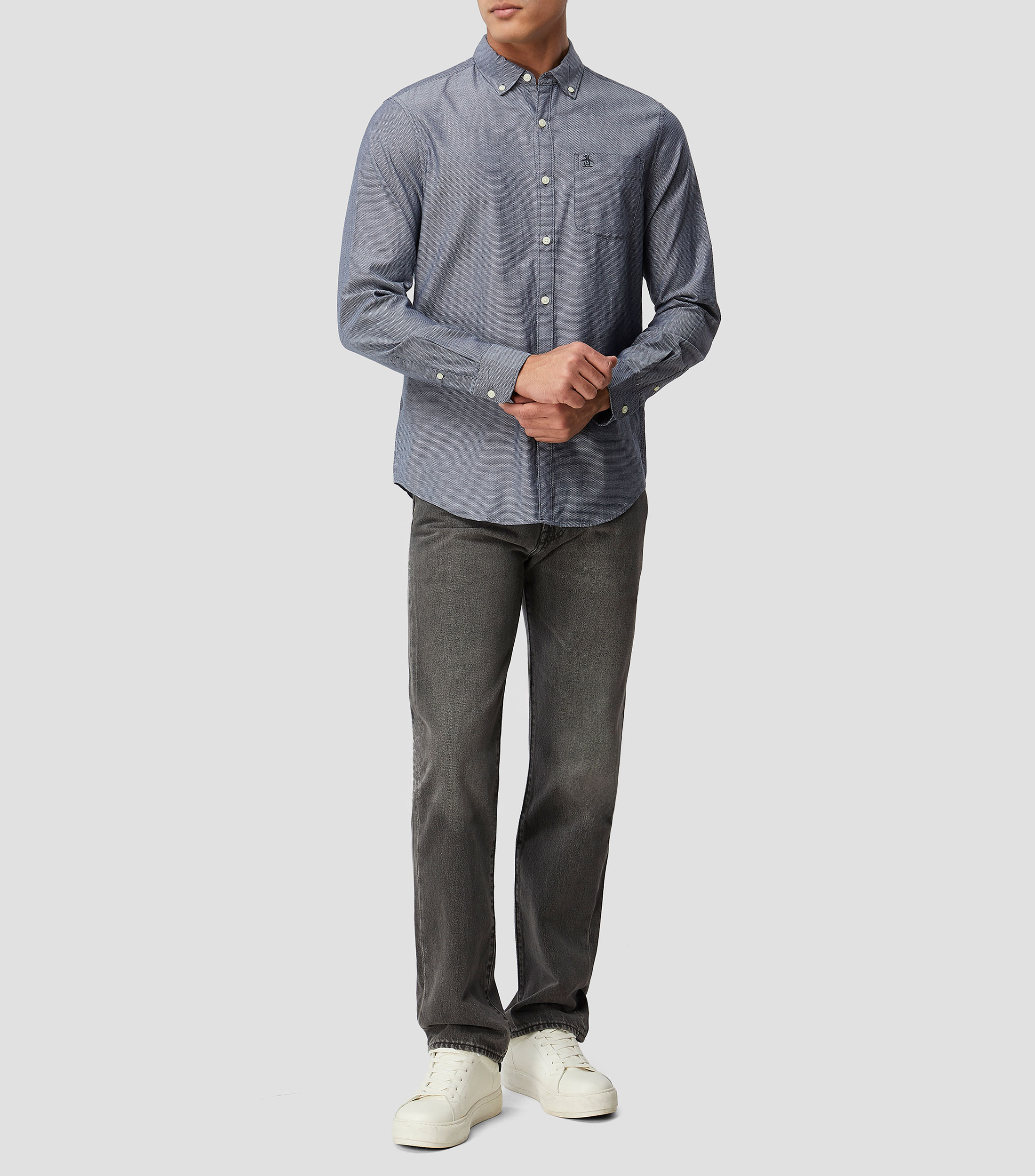 Camisa estampada manga larga Hombre